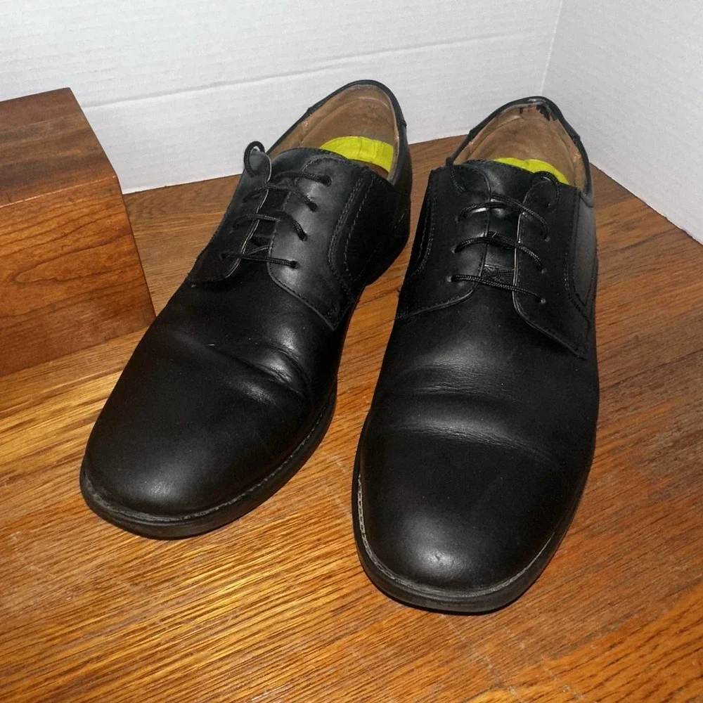 Florsheim Men's Shoes Black‎ Leather Lace Comfortech Ortholite Sz 9D Plain Toe